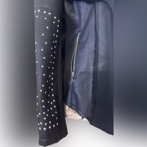 XOXO Black Faux Leather Jacket with Studded Sleeves